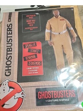 Adult Ghostbusters Zip Up Jumpsuit w/ 4 Patches Costume Size 48-52 #3088
